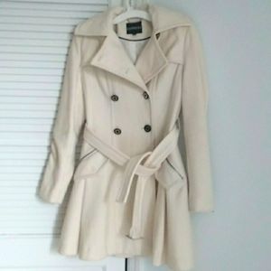 Express Ivory wool Blend Belted Trench Coat